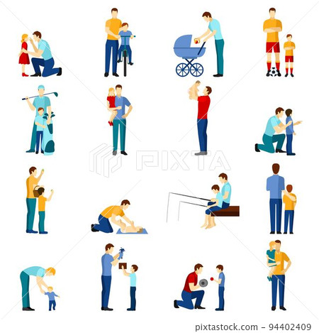Fatherhood icons set 94402409