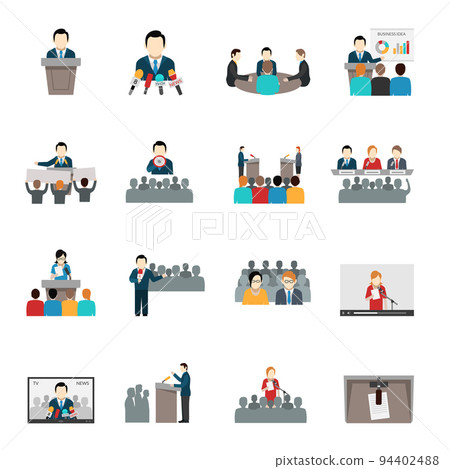 Public Speaking Icons Set 94402488
