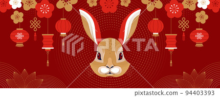 Chinese new year 2023 year of the rabbit - Chinese zodiac symbol, Lunar new year concept, colorful Chinese new year 2023 year of the rabbit - Chinese zodiac symbol, Lunar new year concept, colorful 94403393