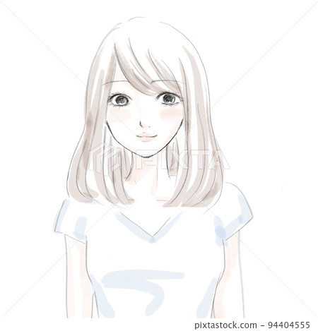 Medium-length brown hair female forward facing Medium-length brown hair female forward facing 94404555