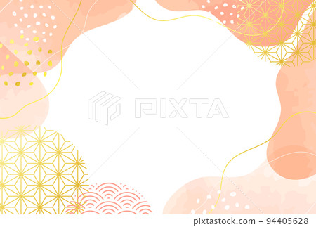 新年賀卡新年日本現代水彩風格框架明信片 新年賀卡新年日本現代水彩風格框架明信片 94405628