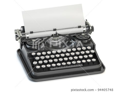 Vintage typewriter with blank sheet isolated on white. 94405748