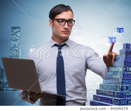 Businessman in ponzi scheme concept 94406079