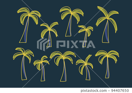 Summer vacation card. Botany tropic plant set. Graphic hand drawing quote 94407650