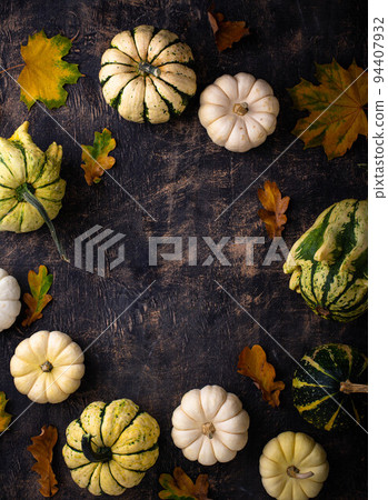 Autumn fall background with pumpkins Autumn fall background with pumpkins 94407932