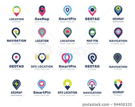Gps logo. Pin stylized drops navigation map markers recent vector templates isolated Gps logo. Pin stylized drops navigation map markers recent vector templates isolated 94408320