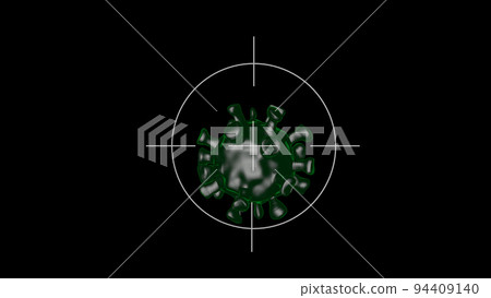 Aiming system is catching coronavirus to inflict a crushing blow. Video symbolizes the ongoing search for vaccines. 94409140