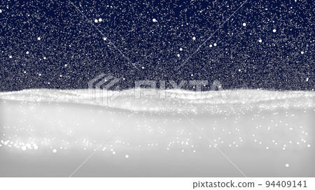 Snowy landscape on dark transparent background. Illustration of winter decoration. Snow background. 3D rendering 94409141