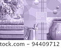 Collage from photos in trendy colour of the year 2023 digital lavender 94409712