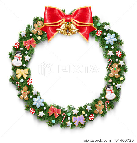 Christmas wreath illustration real 94409729
