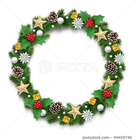 Christmas wreath illustration real Christmas wreath illustration real 94409740