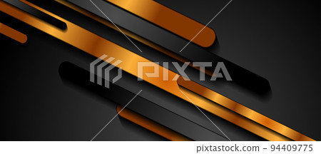 Black and golden smooth stripes abstract corporate background 94409775
