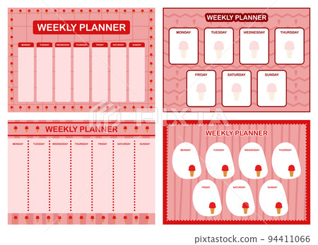 Weekly planner, kids schedule design template Weekly planner, kids schedule design template 94411066