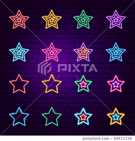 Festive Star Neon Icons Set Festive Star Neon Icons Set 94411538