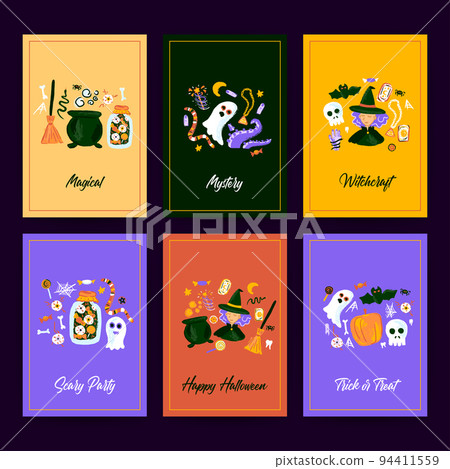 Halloween Sketch Trendy Posters Halloween Sketch Trendy Posters 94411559