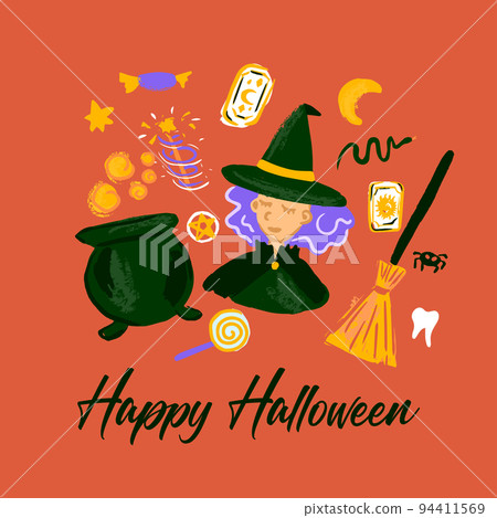 Happy Halloween Sketch Postcard 94411569