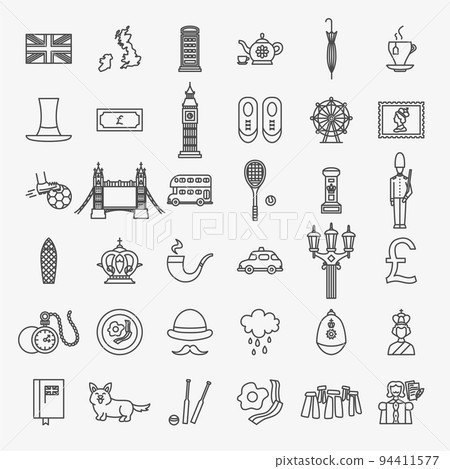 Great Britain England Line Icons Set 94411577