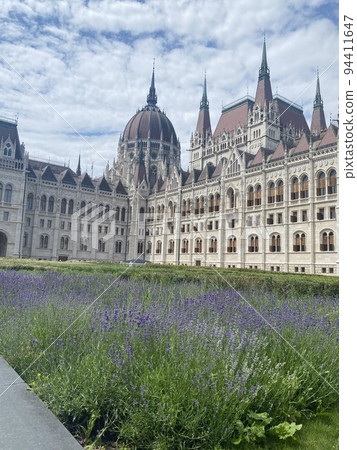 Hungary Budapest parliament building and beautiful flowers Hungary Budapest parliament building and beautiful flowers 94411647
