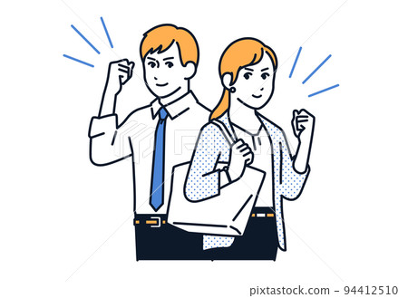 Vector illustration material of a business person doing a guts pose Vector illustration material of a business person doing a guts pose 94412510