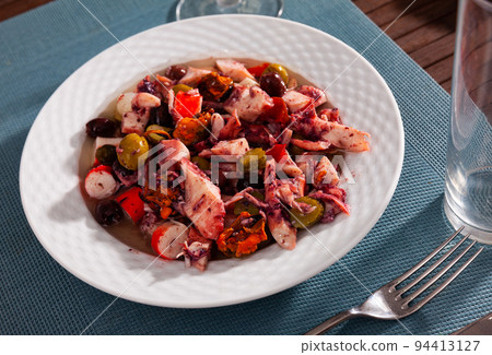 Salpicon de Marisco, cold salad from seafood with vegetables Salpicon de Marisco, cold salad from seafood with vegetables 94413127