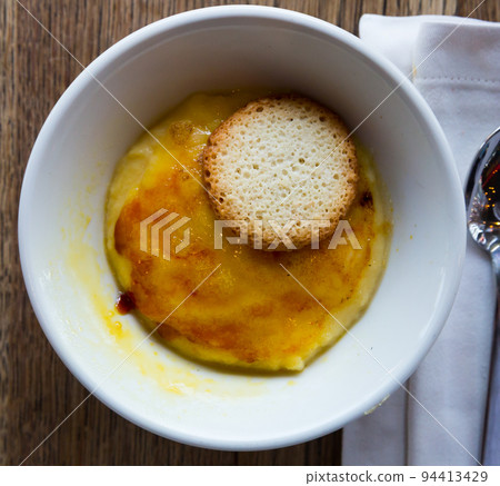 Tasty dessert Creme Brulee 94413429