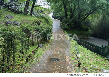 Ishigakiyama Ichiya Castle Ruins in the Rain, Promenade Leading to Umaya Kuruwa [Odawara City, Kanagawa Prefecture] 94416526