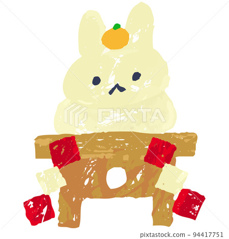 兔子鏡餅新年插畫素材 兔子鏡餅新年插畫素材 94417751