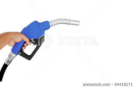Oil dispenser handle, green color that separates from the background white background. Fuel system distributor, energy technology Oil dispenser handle, green color that separates from the background white background. Fuel system distributor, energy technology 94418271