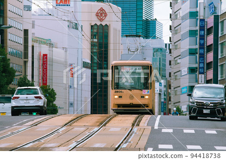 September 2022 Tram running from Hiroshima Hatchobori to Hiroshima Station September 2022 Tram running from Hiroshima Hatchobori to Hiroshima Station 94418738