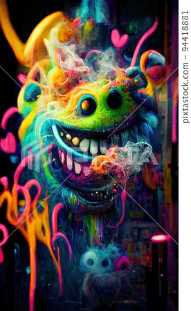 Abstract magical funny cartoon monster. Lots of... - Stock Illustration ...