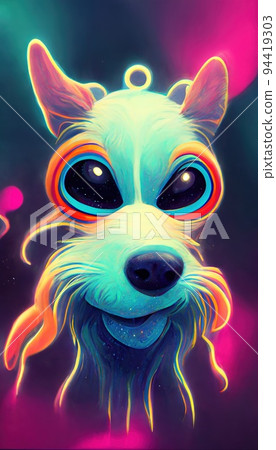 An abstract surrealistic animal. Lots of colored colors, rainbows and multicolored smoke. Colorful wonderful dream abstraction. 94419303