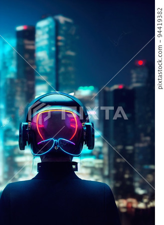 Portrait of a fictional futuristic female pilot in an aviation helmet and pilot's suit. Concept of futuristic pilots of the future. 3d rendering Portrait of a fictional futuristic female pilot in an aviation helmet and pilot's suit. Concept of futuristic pilots of the future. 3d rendering 94419382