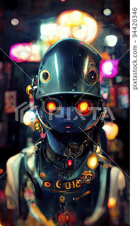 Abstract portrait of a steampunk robot-scientist. A steampunk fantasy concept. Abstract portrait of a steampunk robot-scientist. A steampunk fantasy concept. 94420346