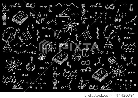 Abstract of Science and laboratory concept with line icons of scientist 94420384