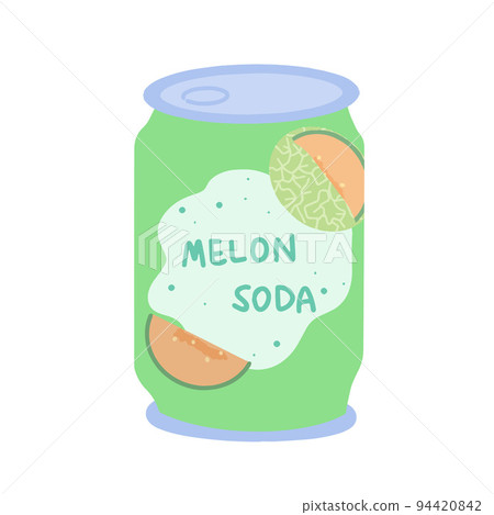 Hand-drawn cute isolated clipart illustration of melon soda can packaging Hand-drawn cute isolated clipart illustration of melon soda can packaging 94420842