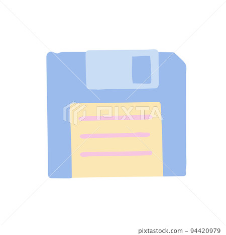 Hand-drawn cute isolated clipart illustration of y2k old floppy disc Hand-drawn cute isolated clipart illustration of y2k old floppy disc 94420979