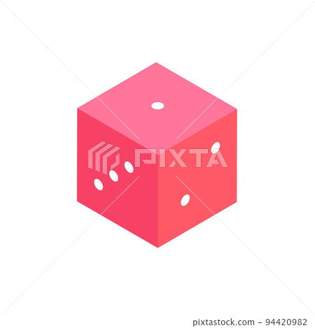 Hand-drawn cute isolated clipart illustration of pink cube dice for game Hand-drawn cute isolated clipart illustration of pink cube dice for game 94420982