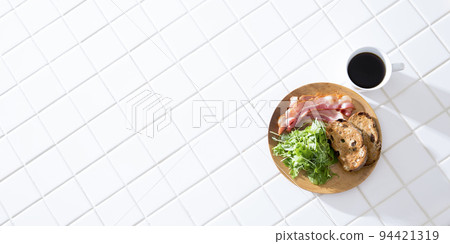 A simple breakfast on the kitchen counter, A simple breakfast on the kitchen counter, 94421319