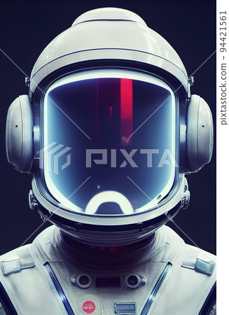 Portrait of an fictional astronaut in neon light in a spacesuit. High-tech astronaut from the future. The concept of space travel. 3D rendering 94421561