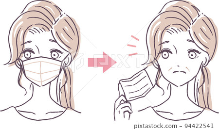 Illustration material of a woman wearing a mask who suffers from wrinkles and nasolabial folds Illustration material of a woman wearing a mask who suffers from wrinkles and nasolabial folds 94422541
