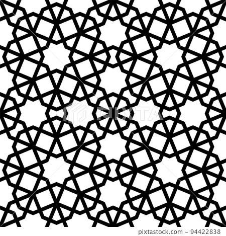 Seamless geometric ornament based on traditional islamic art. Black and white. 94422838