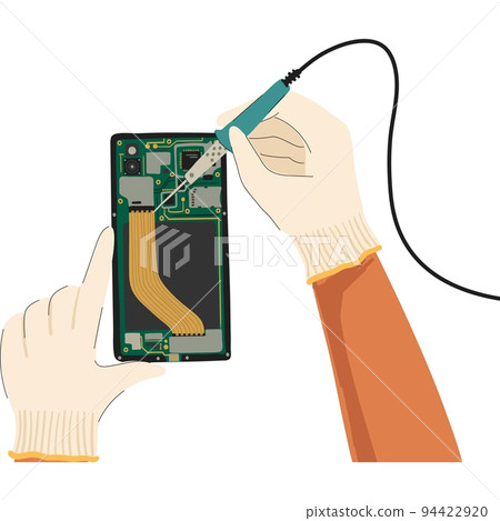 Phone repair service icon vector hand solder wire Phone repair service icon vector hand solder wire 94422920