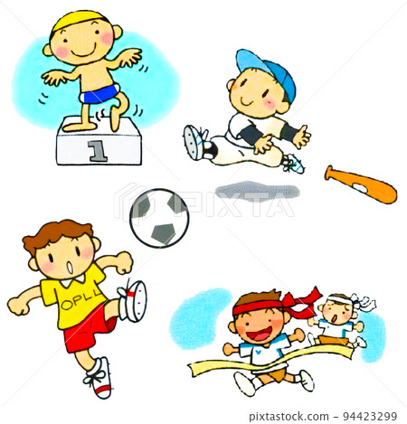 Illustration of a child playing simple and cute sports 94423299