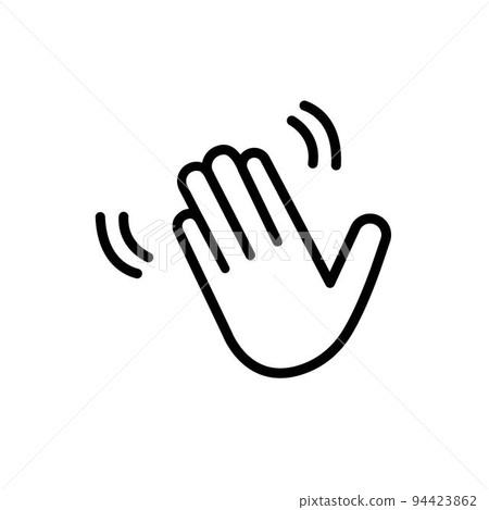 Hand wave waving hi, hello, bye or goodbye gesture line art vector icon for apps and websites Hand wave waving hi, hello, bye or goodbye gesture line art vector icon for apps and websites 94423862