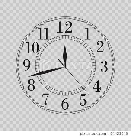 Black vintage clock with numbers isolated. Vector Black vintage clock with numbers isolated. Vector 94423946