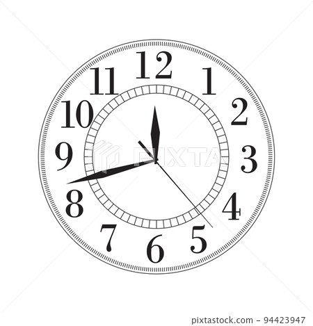 Black vintage clock with numbers isolated. Vector Black vintage clock with numbers isolated. Vector 94423947
