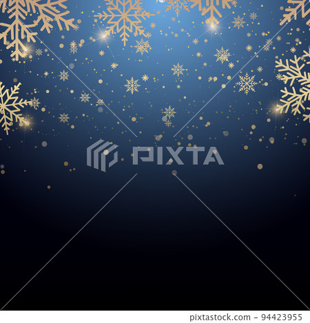 Happy New Year or Xmas background with falling golden snowflakes. Vector 94423955