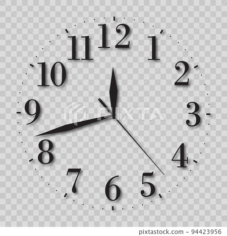 Black vintage clock with numbers isolated. Vector 94423956
