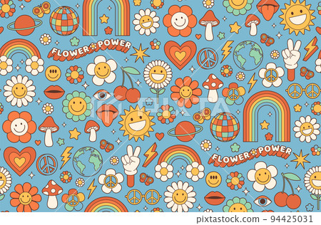 1960s Hippie Flower Power PNG, Clipart, 1960s, Area, Blue, Circle