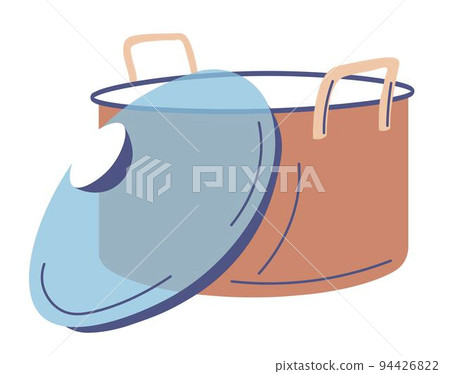 Pot with lid, cooking container kitchenware vector 94426822